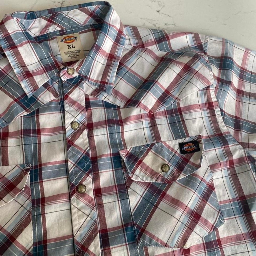 Dickies plaid button up with snap buttons mens‎ size XL excellent condition